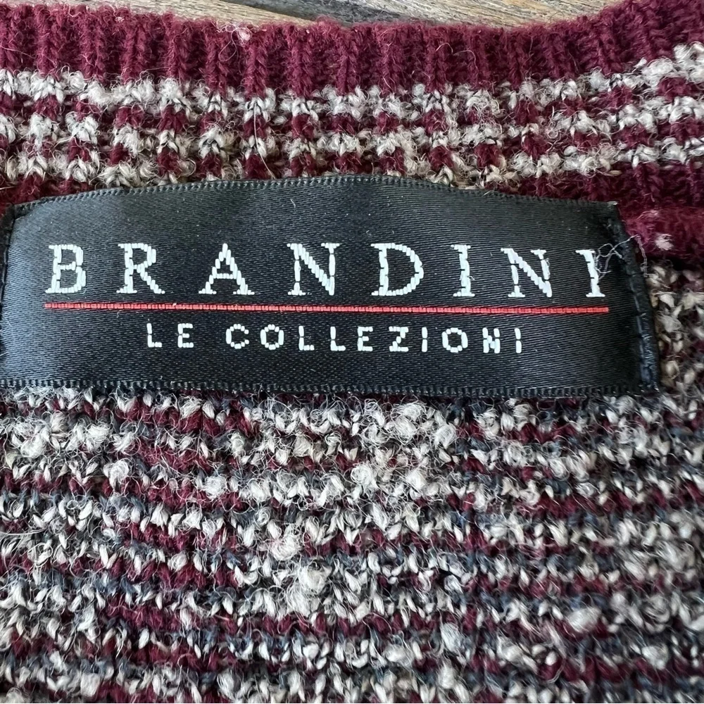 Vintage Brandini Knit Grandpa Sweater Striped V-Neck Long Sleeve Med Italy GUC